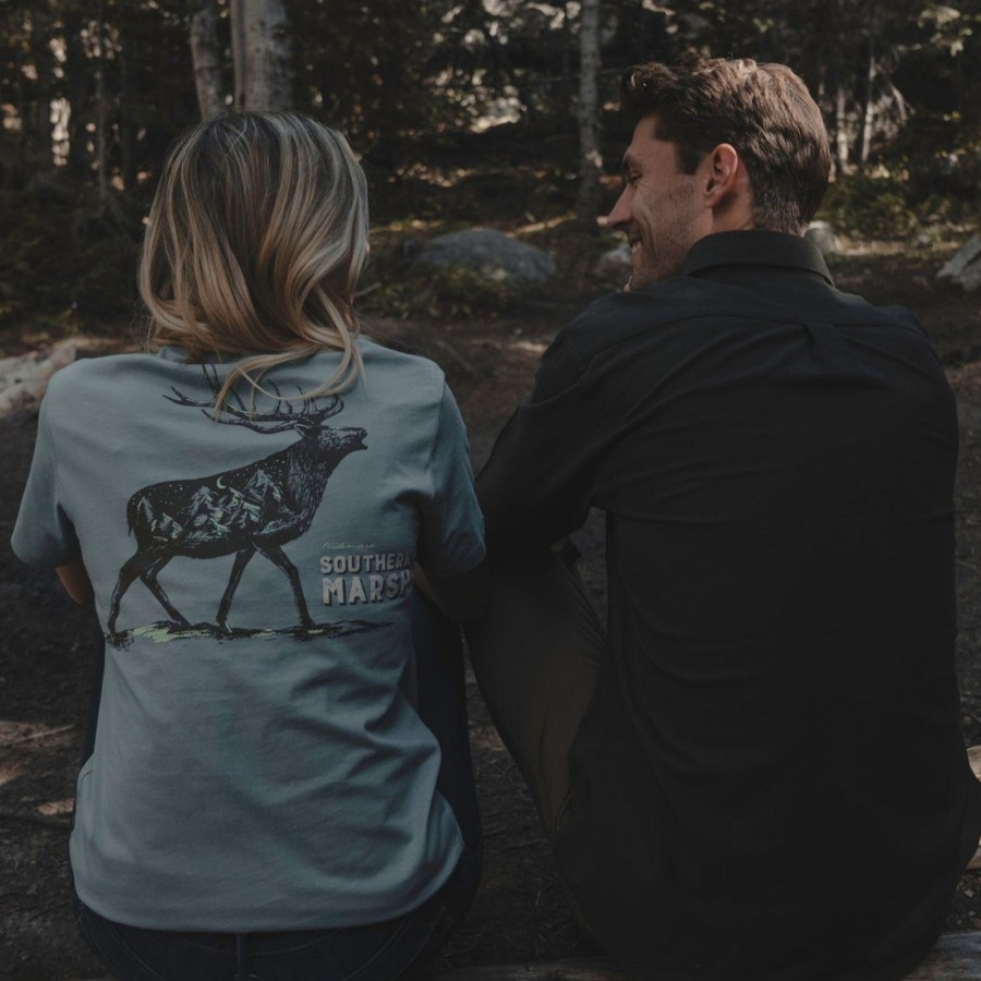 Women'S Southern Marsh Original Tees | Starry Silhouette Tee - Elk Burnt Sage