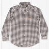 Youth Southern Marsh Dress Shirts | Youth Sumner Relaxed Washed Gingham Dress Shirt Navy And Burnt Taupe