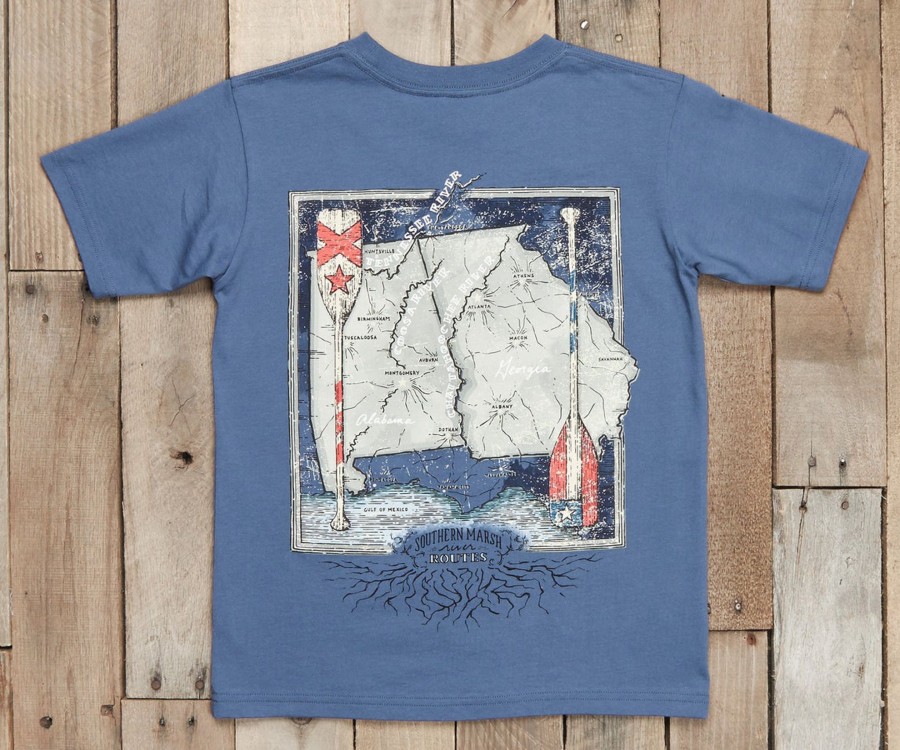 Youth Southern Marsh Original Tees | Youth River Route Collection Tee | Alabama & Georgia Bluestone