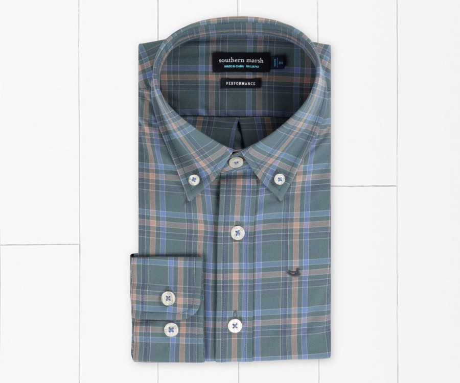 Youth Southern Marsh Dress Shirts | Youth Bristol Performance Plaid Dress Shirt Sage And Slate