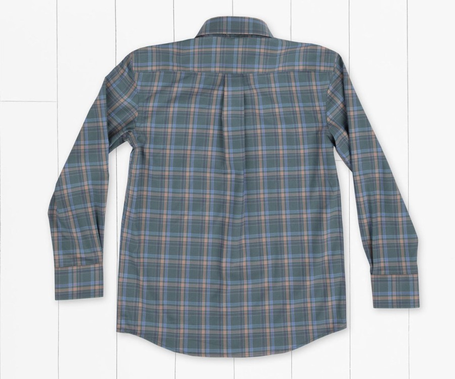 Youth Southern Marsh Dress Shirts | Youth Bristol Performance Plaid Dress Shirt Sage And Slate