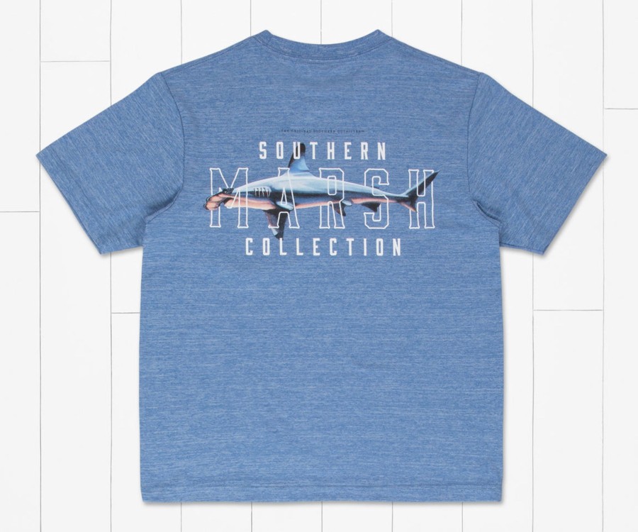 Youth Southern Marsh Performance Tees | Youth Fieldtec Heathered Tee - Hammerhead Oxford Blue