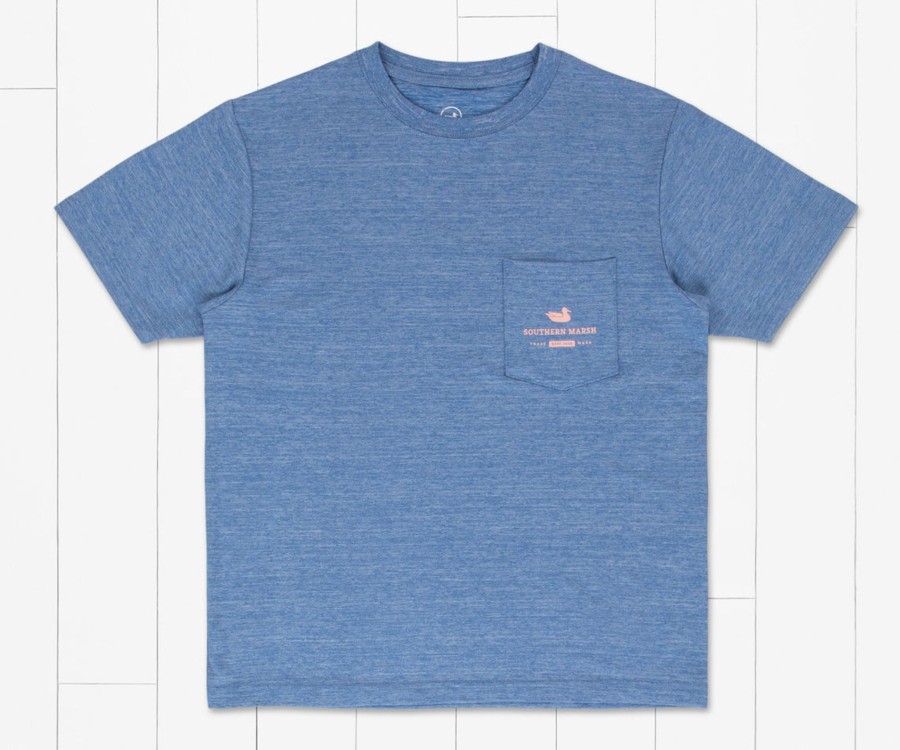 Youth Southern Marsh Performance Tees | Youth Fieldtec Heathered Tee - Hammerhead Oxford Blue