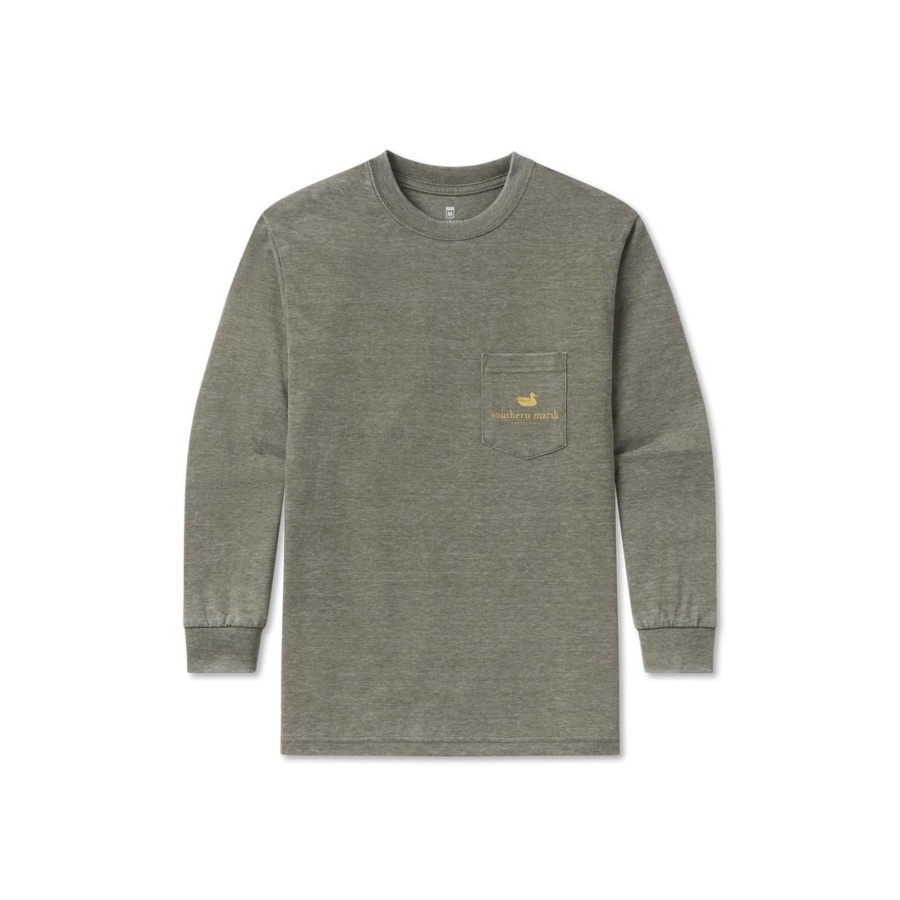 Youth Southern Marsh Seawash Long Sleeve Tees | Youth Seawash Tee - Mallard In The Making - Long Sleeve Dark Olive Heather