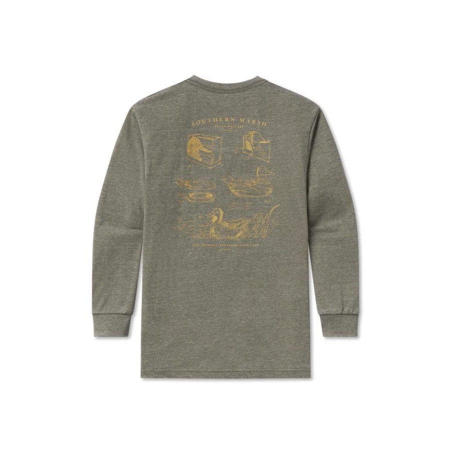 Youth Southern Marsh Seawash Long Sleeve Tees | Youth Seawash Tee - Mallard In The Making - Long Sleeve Dark Olive Heather