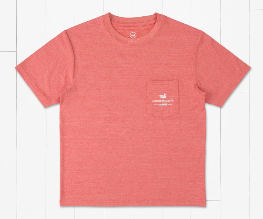 Youth Southern Marsh Performance Tees | Youth Fieldtec Heathered Tee - Swordfish Strawberry Fizz