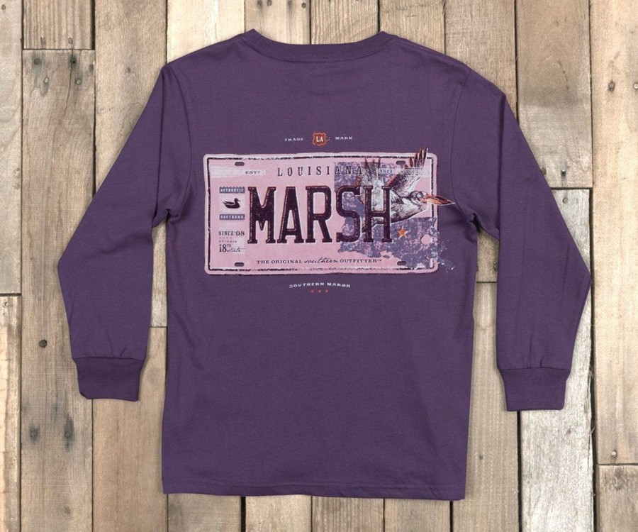 Youth Southern Marsh Original Long Sleeve Tees | Youth Backroads Collection Tee - Louisiana - Long Sleeve Iris