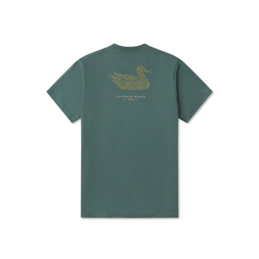 Men'S Southern Marsh Original Ss Tees | Duck Originals Tee - Woodcut Hunter Green