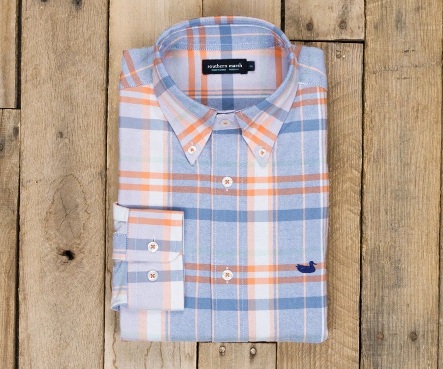 Men'S Southern Marsh Relaxed | Oakmont Oxford Dress Shirt Wharf And Bisque