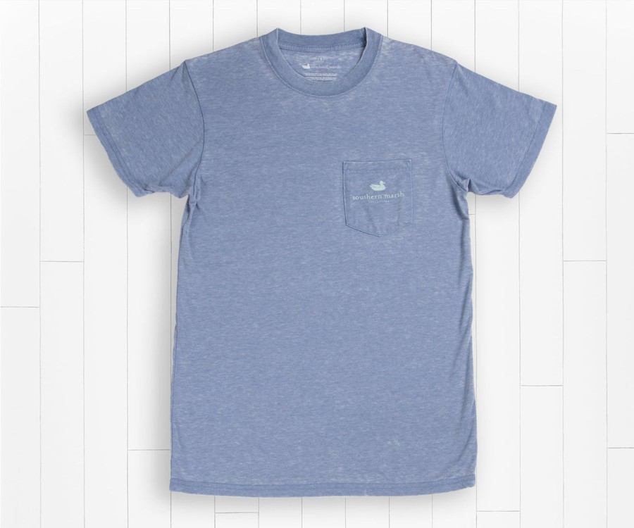 Men'S Southern Marsh Seawash Tees | Seawash Branding Tee | Sailfish Washed Blue