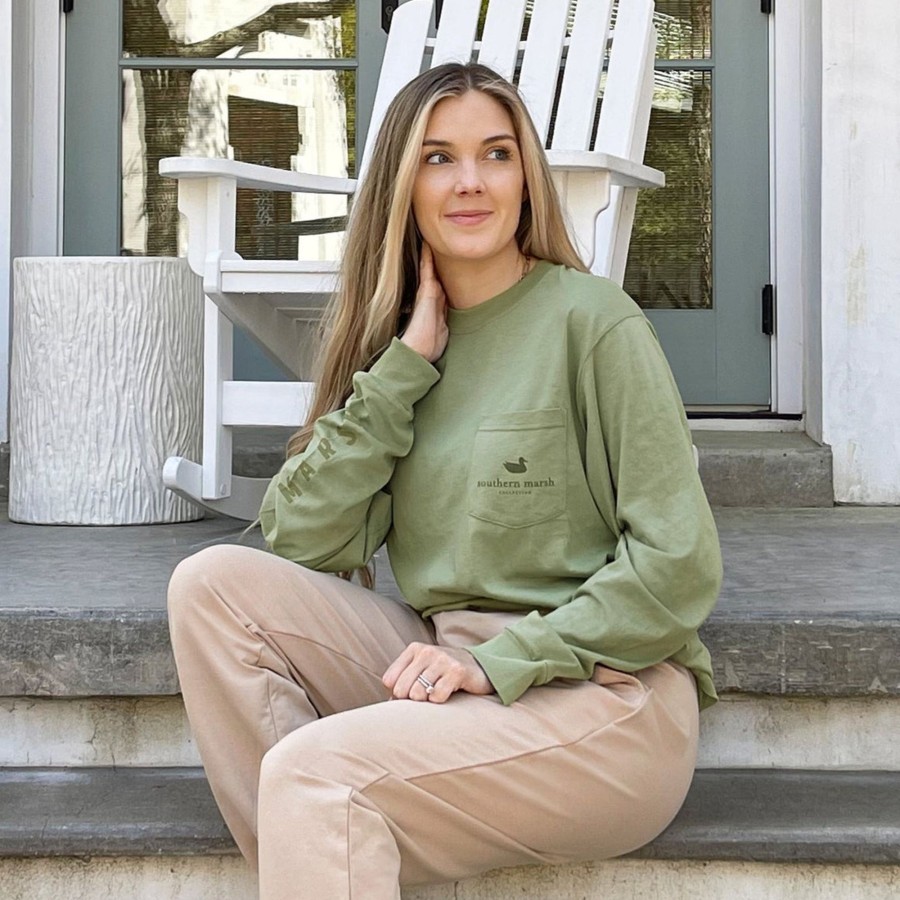 Women'S Southern Marsh Original Long Sleeve Tees | Southern Tradition Tee | Morning Rise | Long Sleeve Bay Green