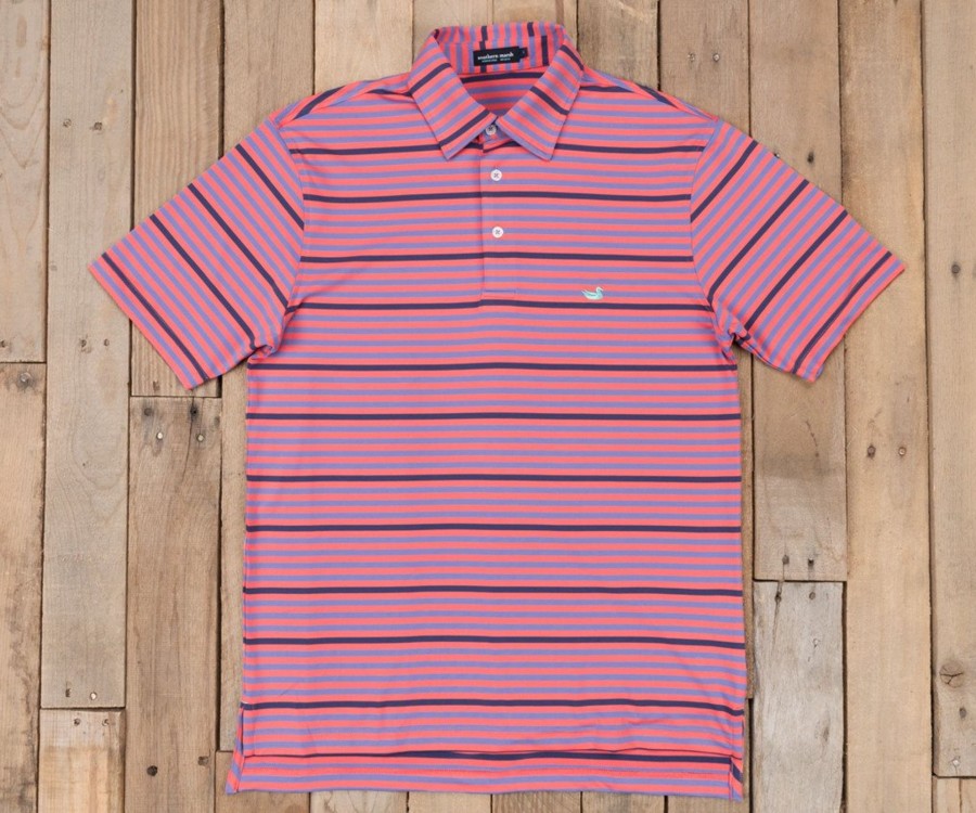 Men'S Southern Marsh Polos | Bermuda Performance Polo - Newberry Washed Red And Mountain Purple Newberry