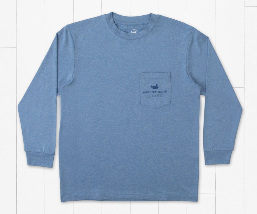 Youth Southern Marsh Performance Long Sleeve Tees | Youth Fieldtec Featherlight Tee - 08 Lure - Long Sleeve Oxford Blue