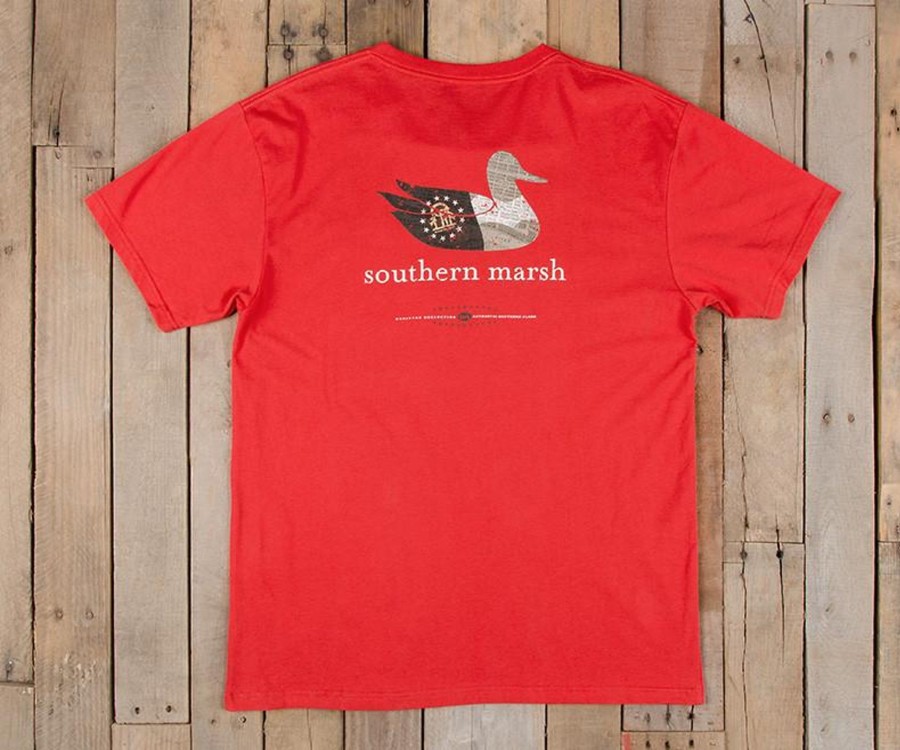 Men'S Southern Marsh Original Ss Tees | Authentic Heritage Tee | Georgia Red