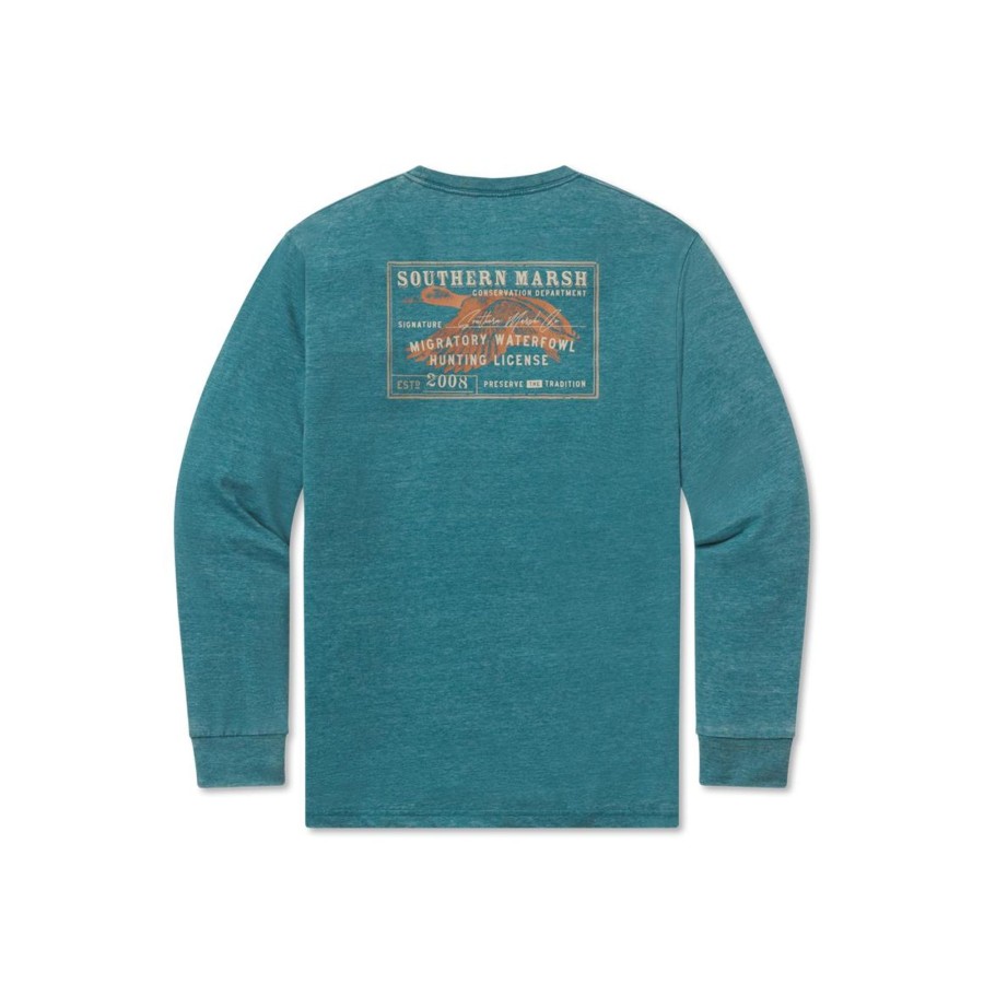 Men'S Southern Marsh Seawash Long Sleeve Tees | Seawash Tee - Waterfowl License - Long Sleeve