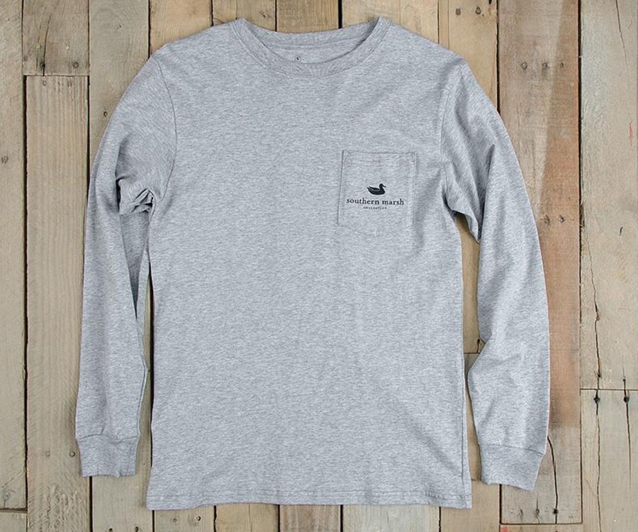 Men'S Southern Marsh Original Ls Tees | Crab Boil Festival Tee - Long Sleeve Light Gray