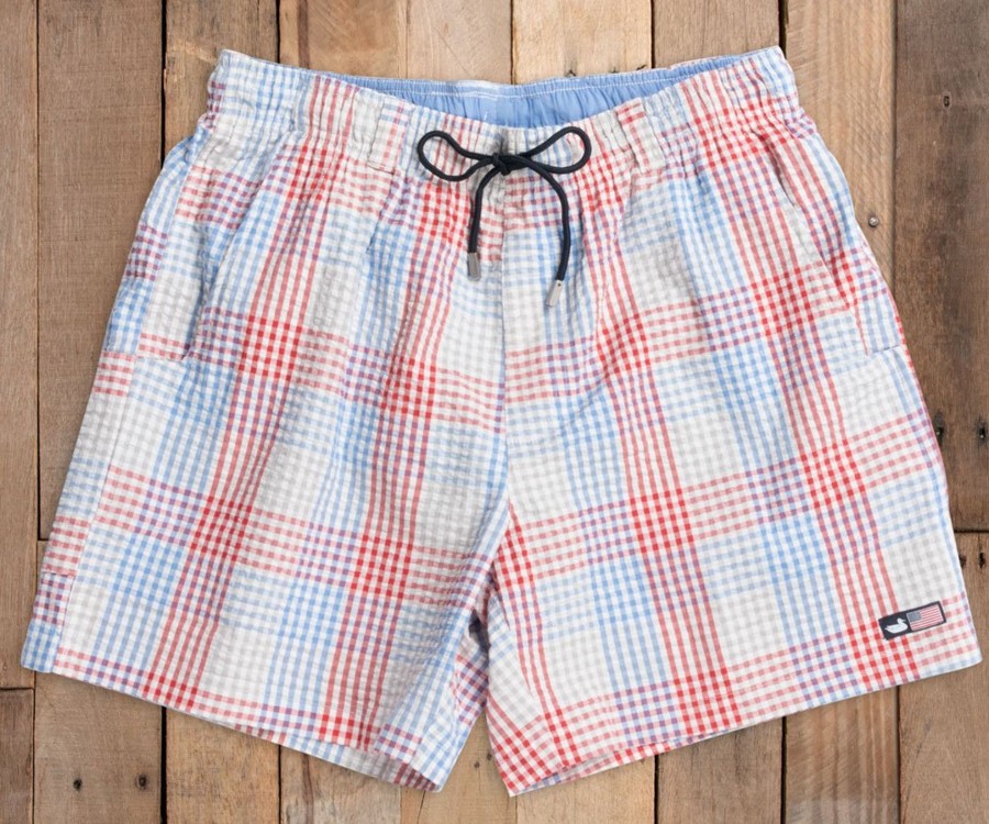 Men'S Southern Marsh Swim Trunks | Dockside Swim Trunk | Seersucker Gingham