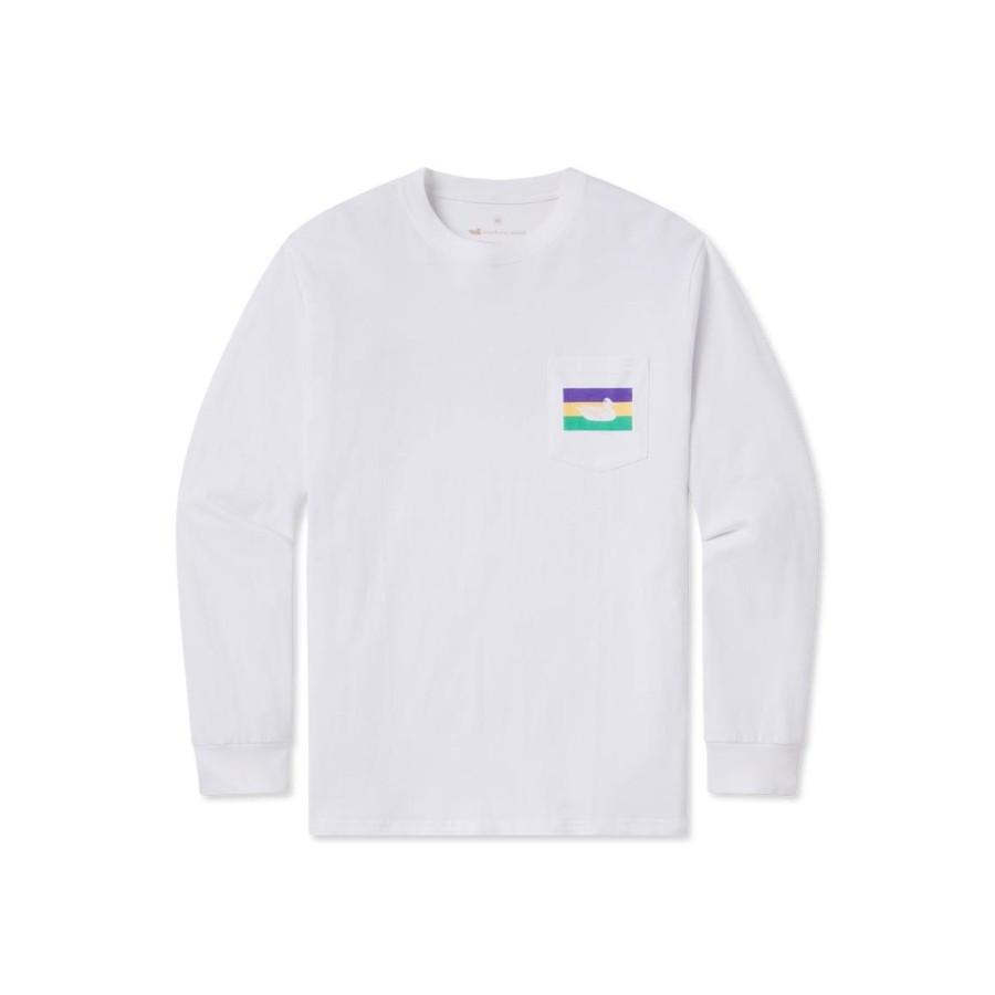 Men'S Southern Marsh Original Ls Tees | Color Bands Tee | Mardi Gras White