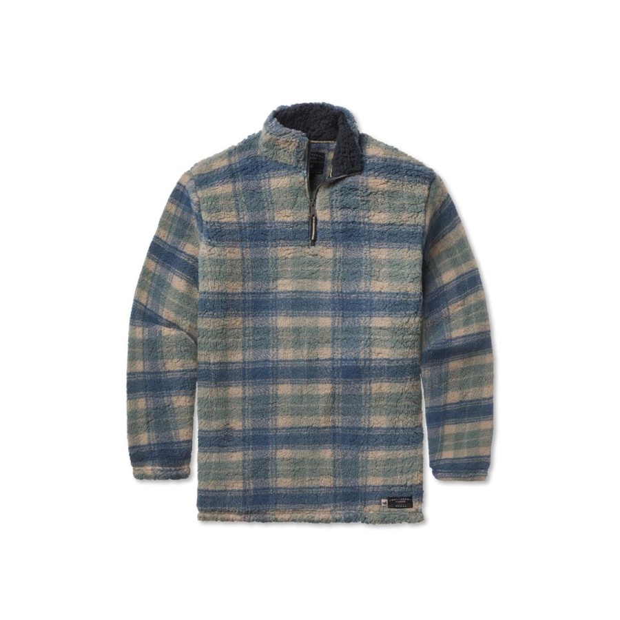 Women'S Southern Marsh Pullovers And Sweaters | Andover Plaid Sherpa Pullover Tan And Slate