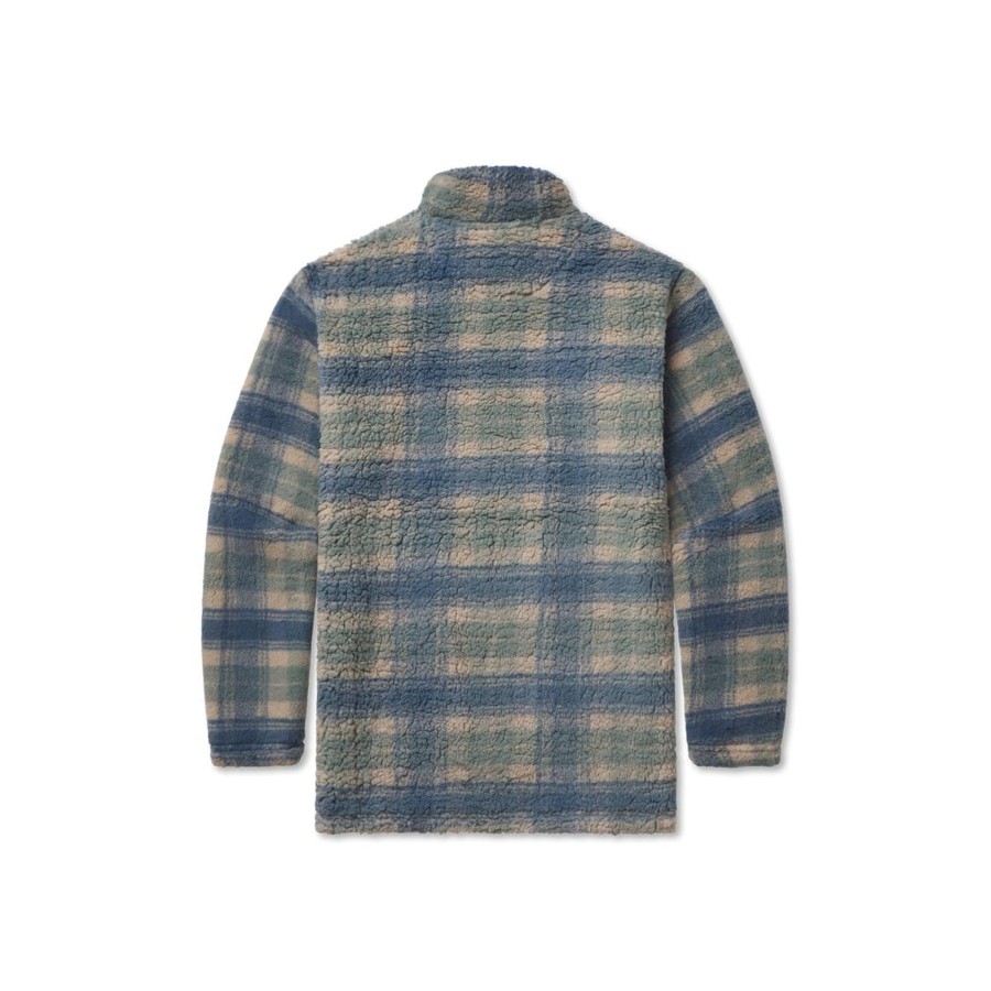 Women'S Southern Marsh Pullovers And Sweaters | Andover Plaid Sherpa Pullover Tan And Slate