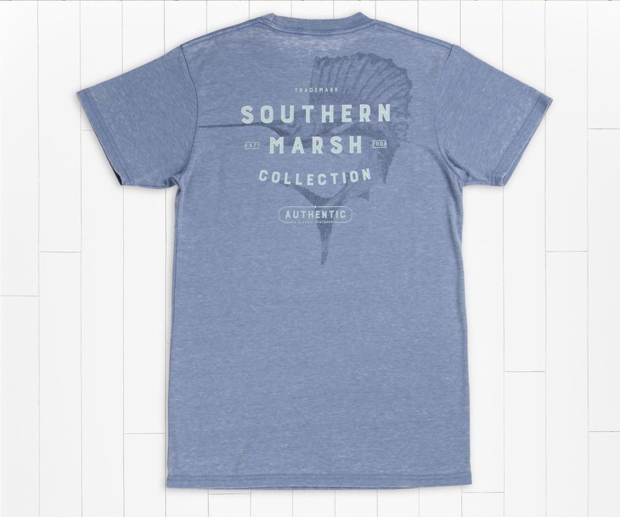 Women'S Southern Marsh Seawash Tees | Seawash Branding Tee | Sailfish Washed Blue