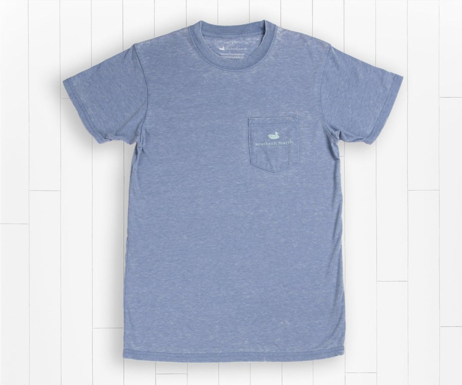 Women'S Southern Marsh Seawash Tees | Seawash Branding Tee | Sailfish Washed Blue