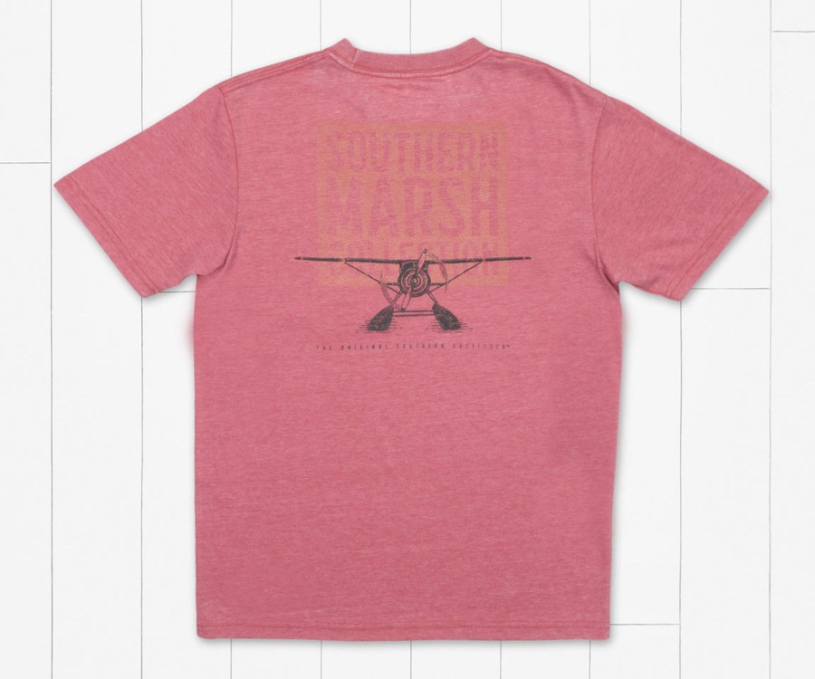 Youth Southern Marsh Seawash Tees | Youth Seawash Tee - Floatplane Takeoff Rhubarb