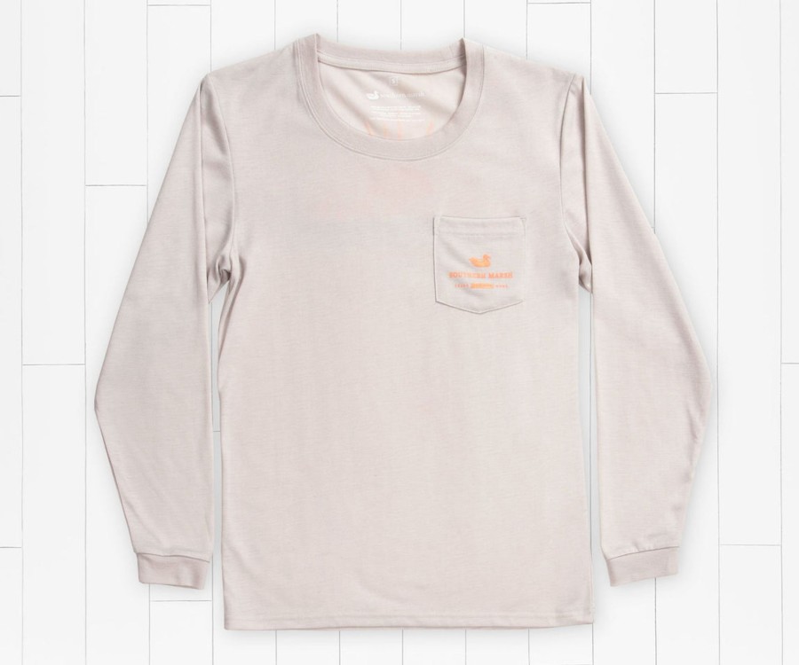 Women'S Southern Marsh Performance Long Sleeve Tees | Fieldtec Comfort Tee | Sunset Ash Gray