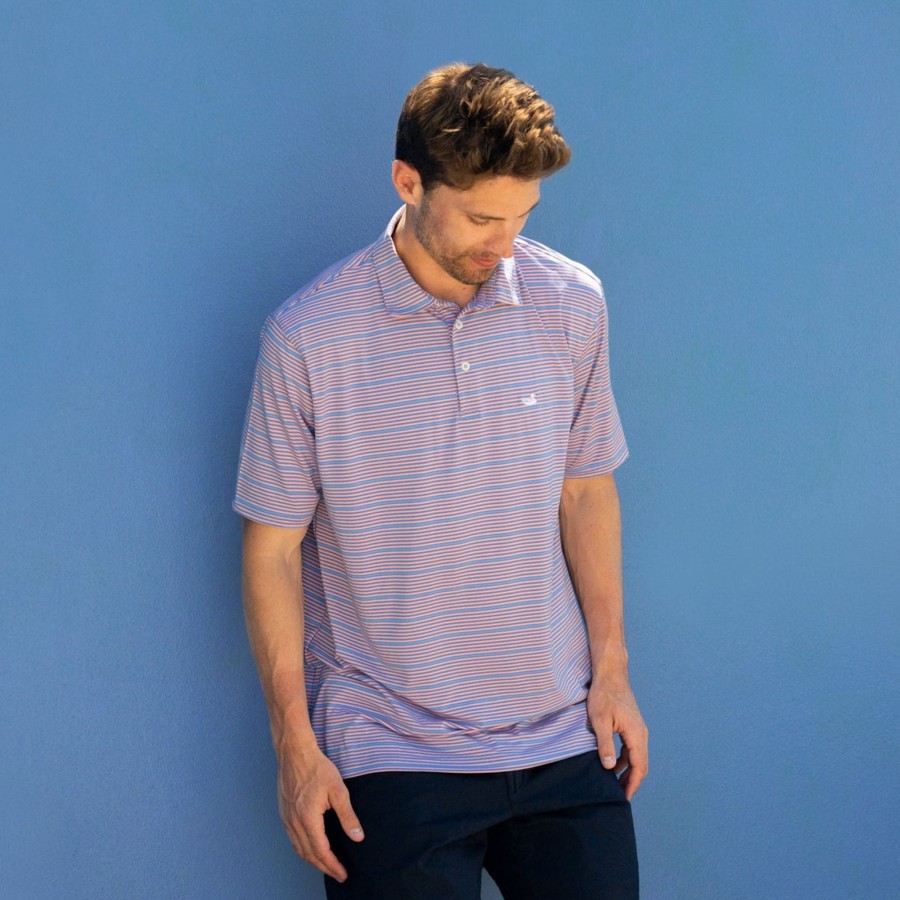 Men'S Southern Marsh Polos | Bermuda Performance Polo | Chenier Stripe