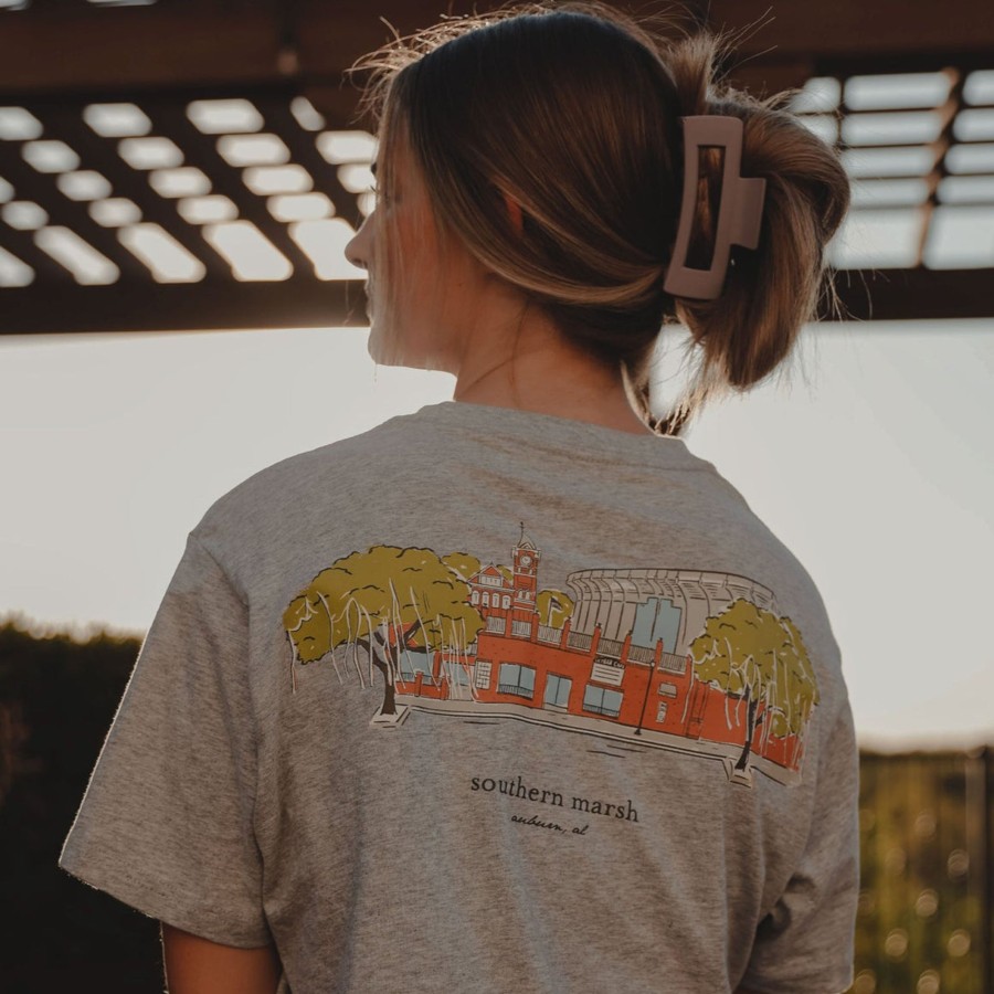 Men'S Southern Marsh Original Ss Tees | Southern Cities Tee - Auburn Light Gray