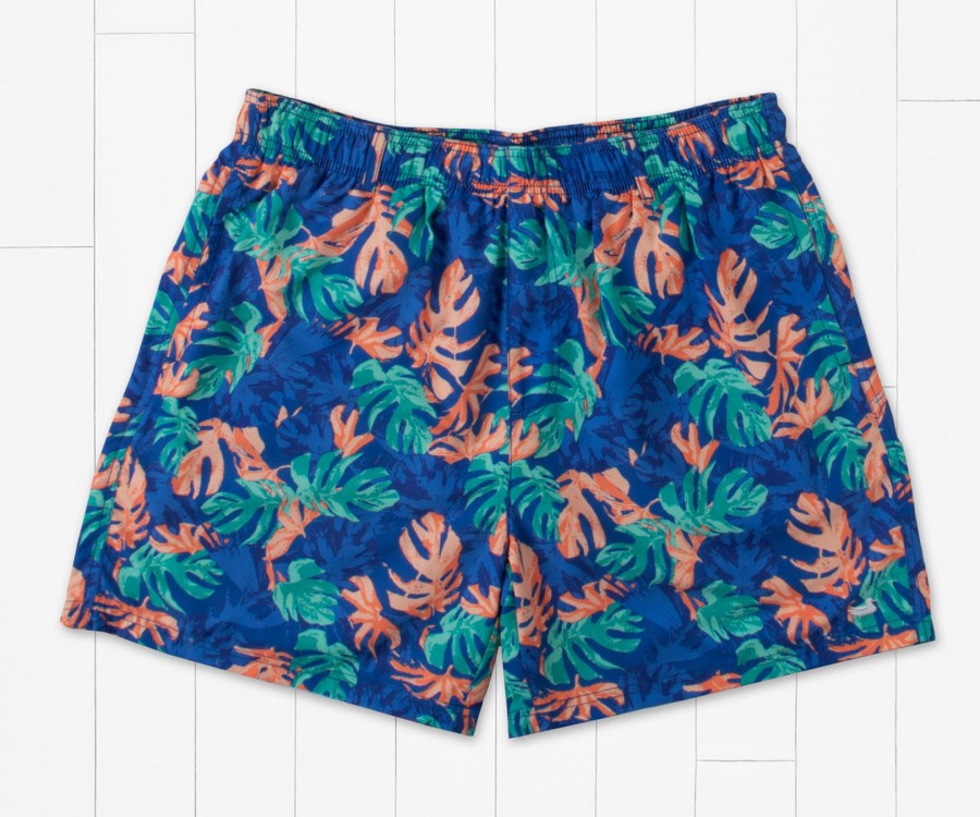 Men'S Southern Marsh Swim Trunks | Harbor Lined Trunk - Tropical Royal Blue