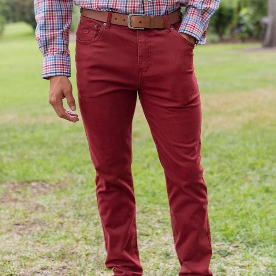 Men'S Southern Marsh Pants | Brazos Stretch Twill Pant | Maroon Maroon Brazos