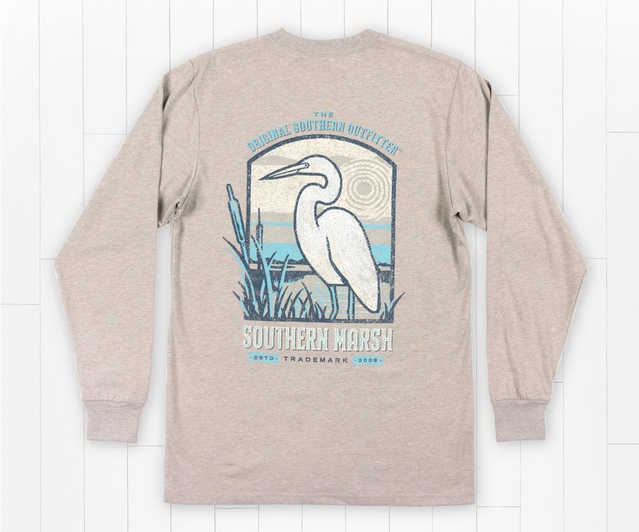 Women'S Southern Marsh Original Long Sleeve Tees | Vistas Egret Tee | Long Sleeve