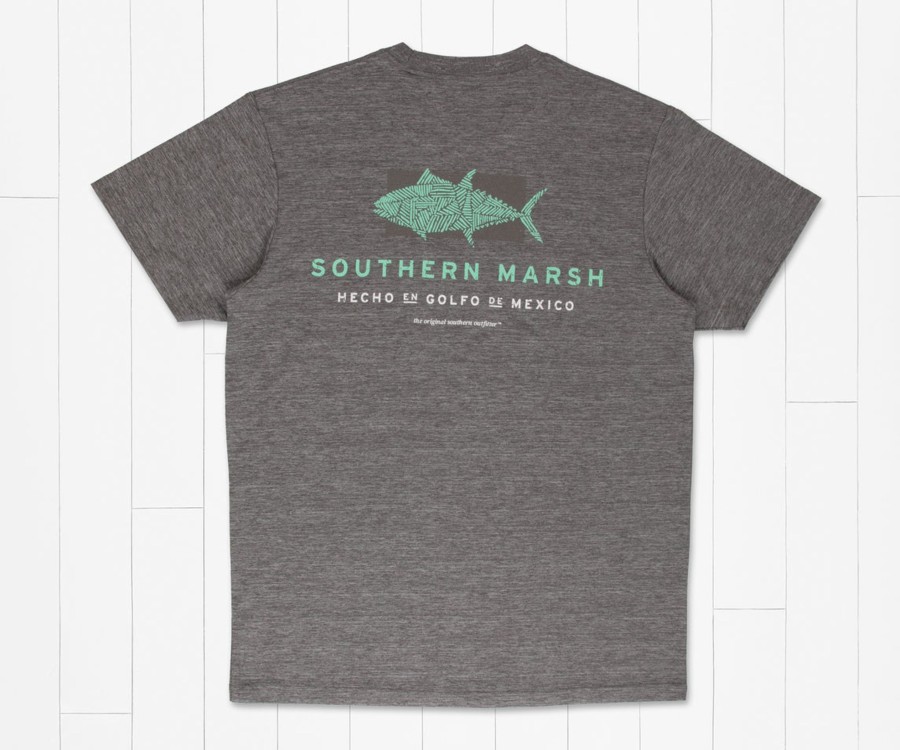 Women'S Southern Marsh Performance Tees | Fieldtec Heathered Tee - Made In The Gulf - Tuna