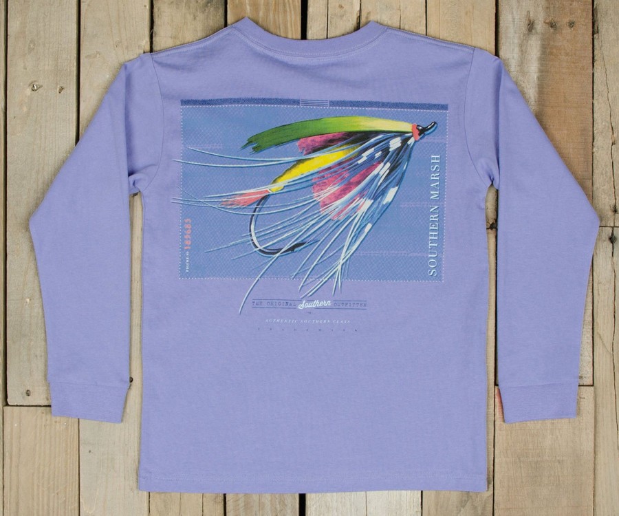 Youth Southern Marsh Original Long Sleeve Tees | Youth Outfitter Series Tee - 2 - Long Sleeve Lilac