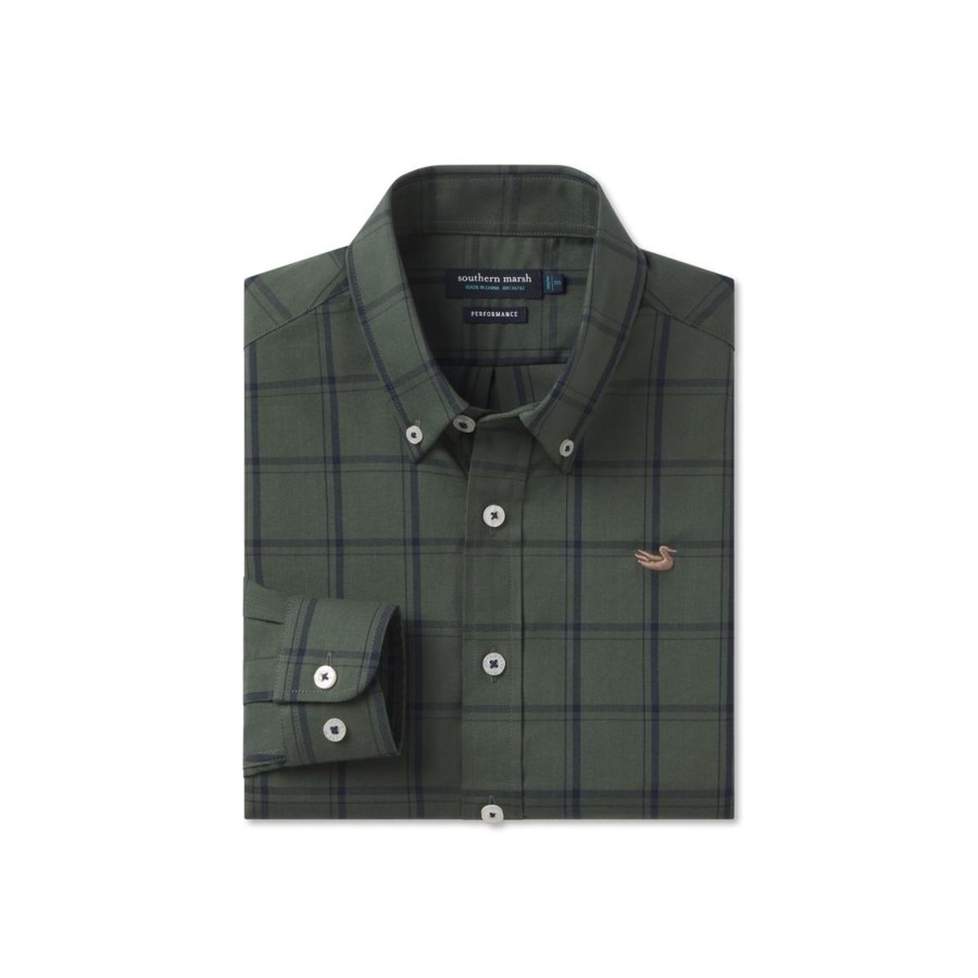 Youth Southern Marsh Dress Shirts | Youth Palmer Performance Dress Shirt Dark Olive And Navy