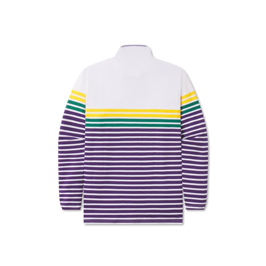 Women'S Southern Marsh Pullovers And Sweaters | Iberville Striped Pullover Purple Green And Gold