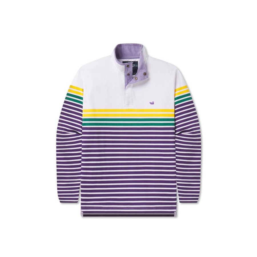 Women'S Southern Marsh Pullovers And Sweaters | Iberville Striped Pullover Purple Green And Gold