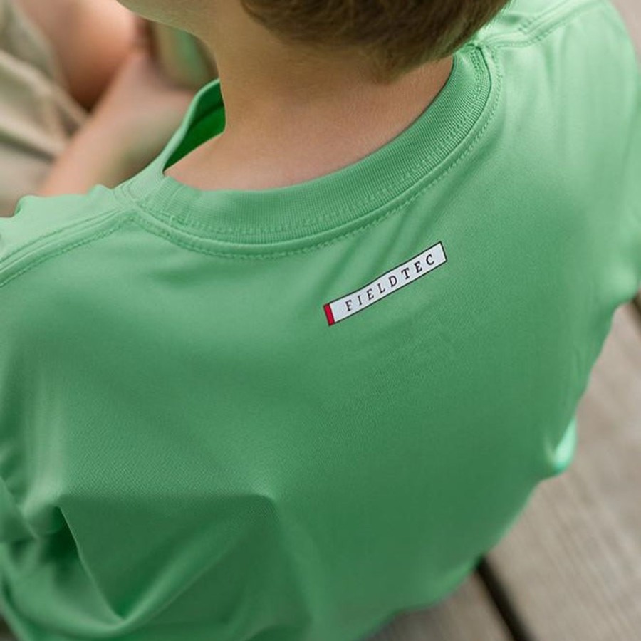 Youth Southern Marsh Performance Tees | Youth Fieldtec Pocket Tee Bimini Green With Peach