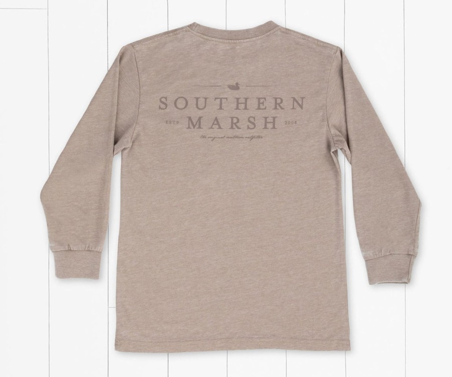 Youth Southern Marsh Seawash Long Sleeve Tees | Youth Seawash Tee | Classic Washed Burnt Taupe