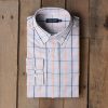 Men'S Southern Marsh Wrinkle-Free | Upperline Grid Dress Shirt Navy And Orange With French Blue Duck