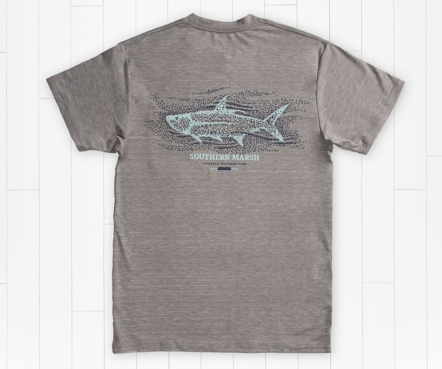 Men'S Southern Marsh Performance Tees | Fieldtec Heathered Performance Tee | Tarpon Dark Gray