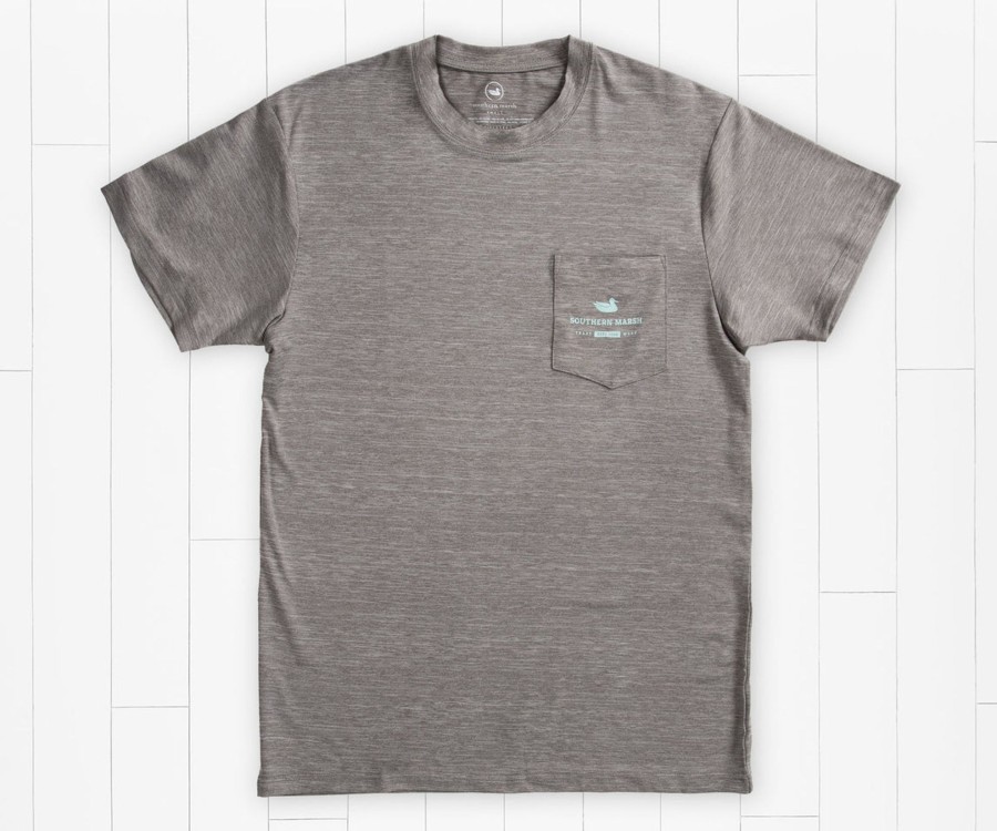 Men'S Southern Marsh Performance Tees | Fieldtec Heathered Performance Tee | Tarpon Dark Gray