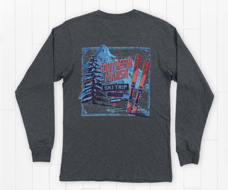 Women'S Southern Marsh Original Long Sleeve Tees | Ski Trip Tee | Long Sleeve Midnight Gray