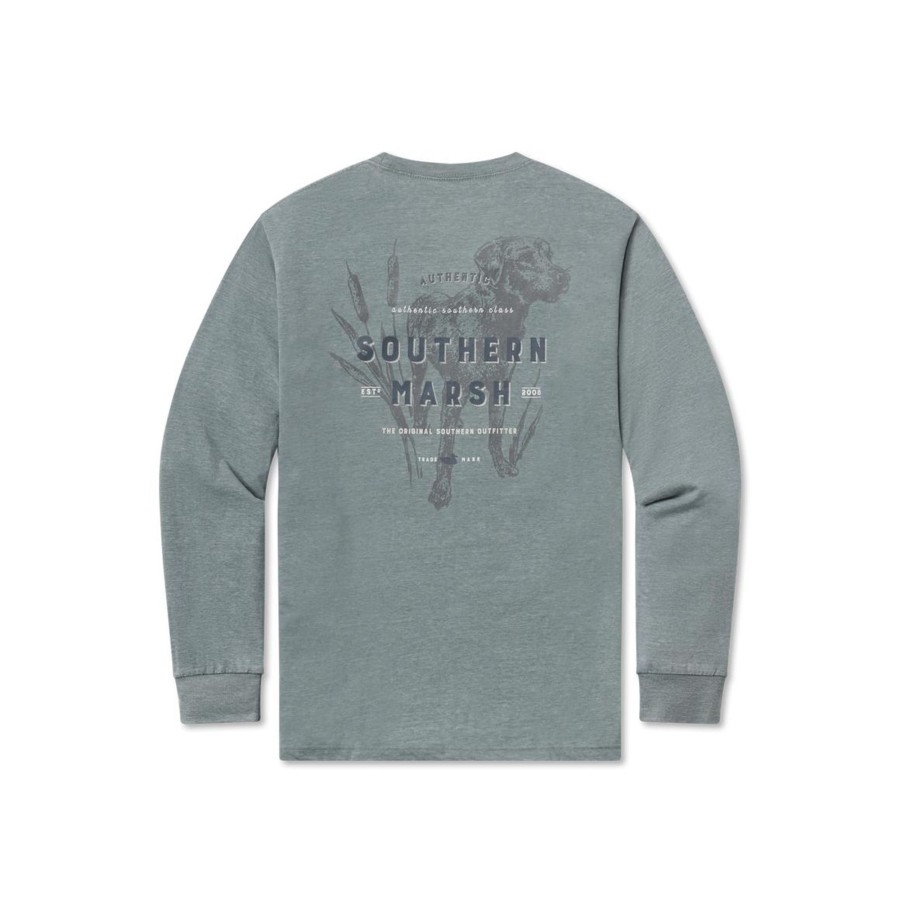 Men'S Southern Marsh Seawash Long Sleeve Tees | Seawash Tee | Dog | Long Sleeve