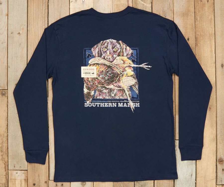 Men'S Southern Marsh Original Ls Tees | Gun Dog Collection Tee - Two - Long Sleeve Navy