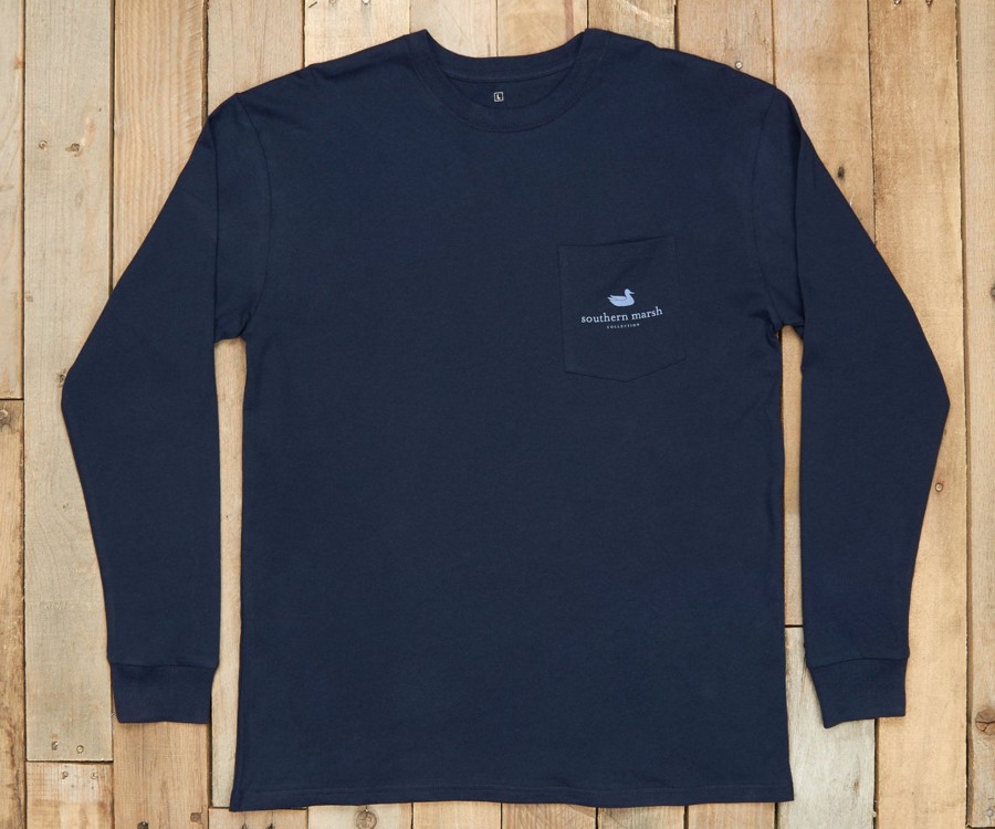 Men'S Southern Marsh Original Ls Tees | Gun Dog Collection Tee - Two - Long Sleeve Navy