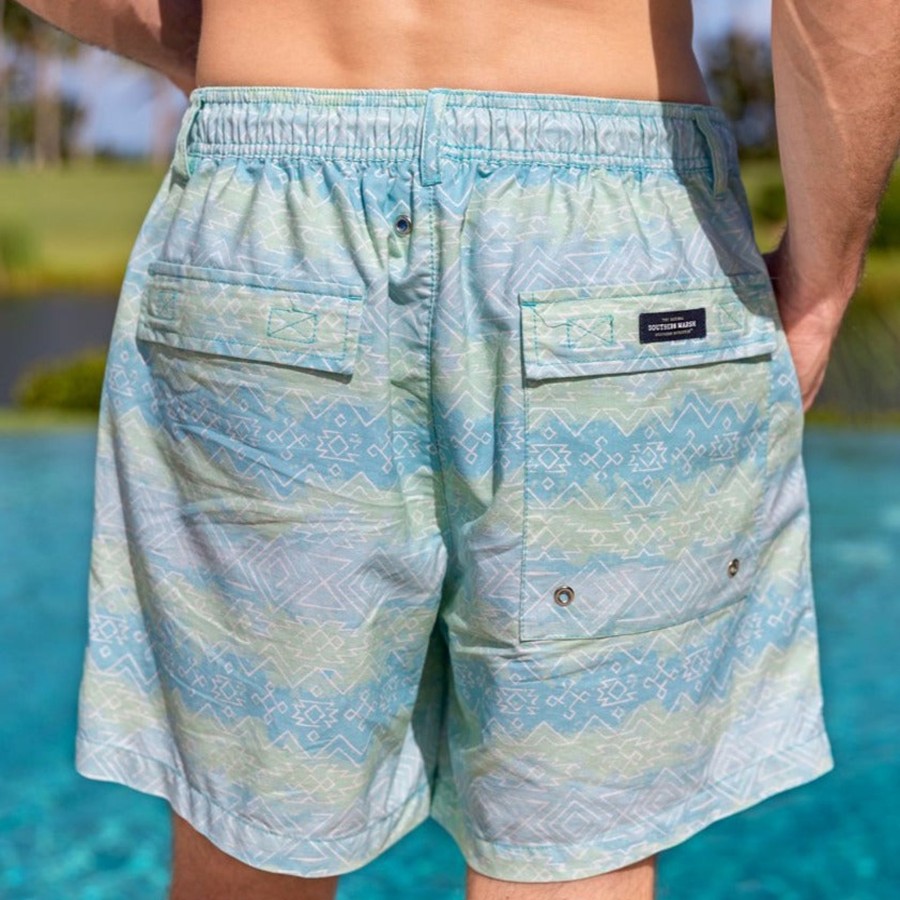 Men'S Southern Marsh Swim Trunks | Seawash Shoals Swim Trunk | Mayan Watercolor