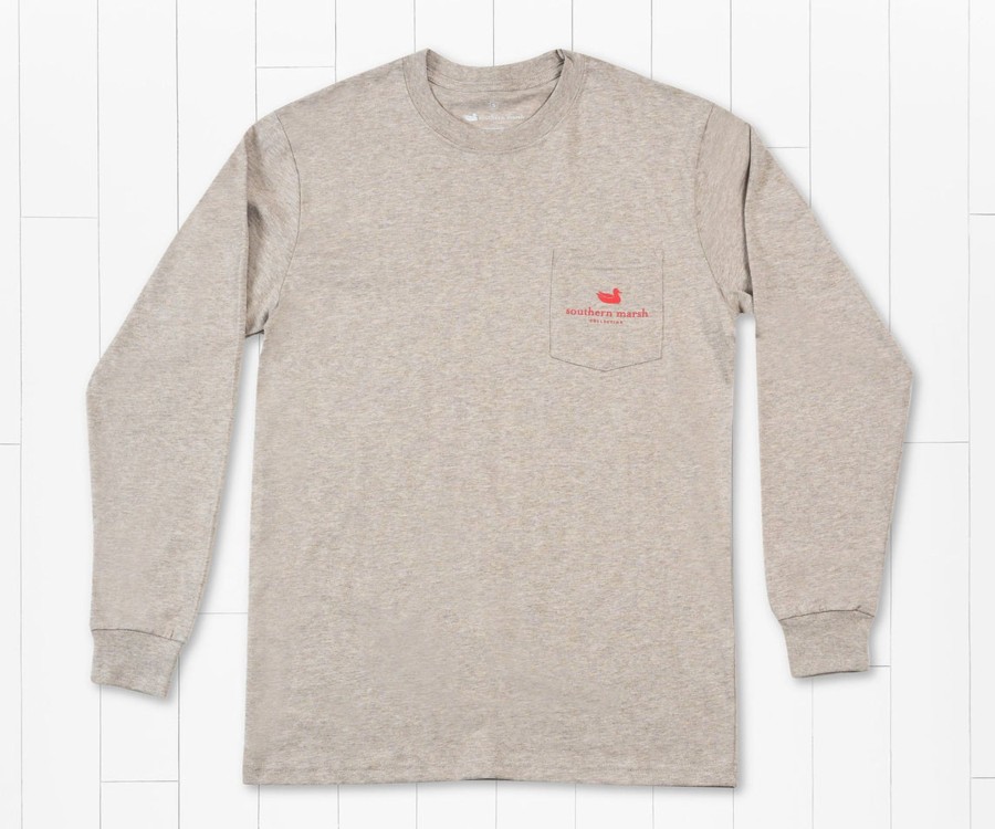 Men'S Southern Marsh Original Ls Tees | Endless Weekend Tee | Long Sleeve Washed Burnt Taupe