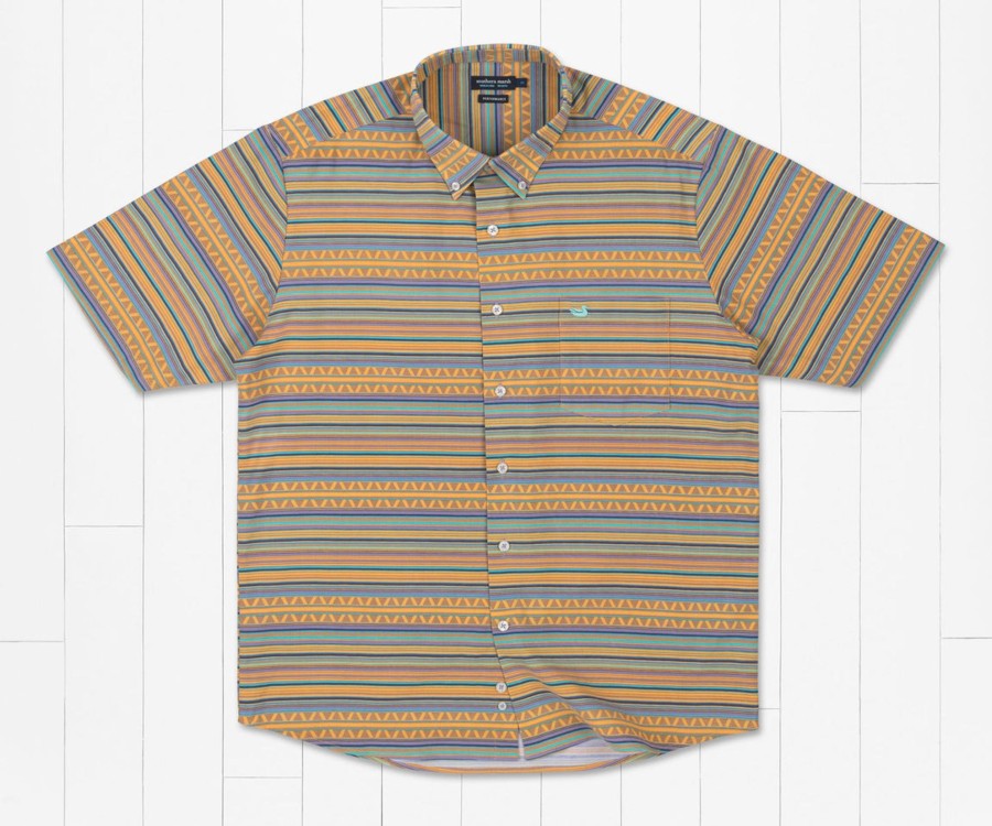 Men'S Southern Marsh Short Sleeve | Yuma Performance Shirt | Pacific Stripe Lilac And Peach